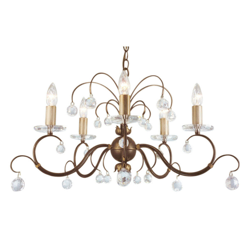Loops 5 Bulb Chandelier Hanging Pendant Patina Led E14 60W Bulb Light/Bronze