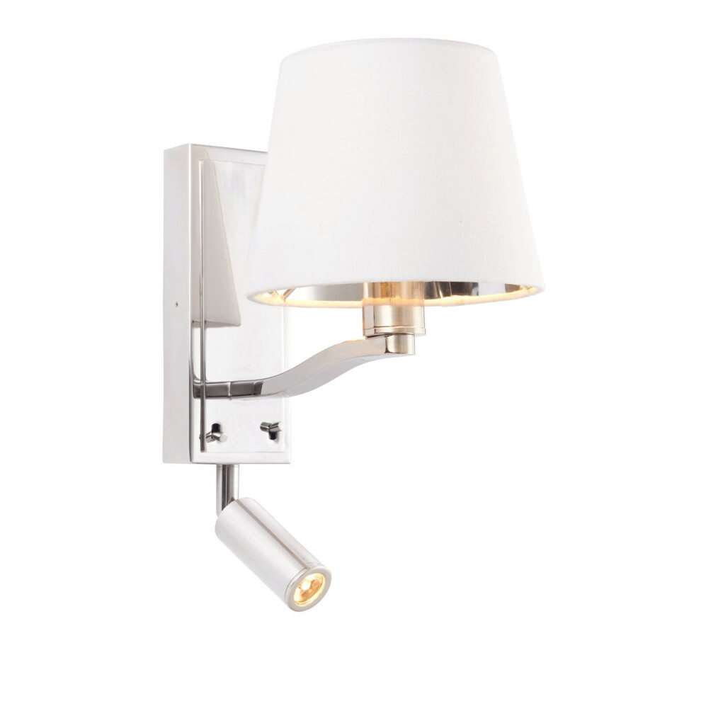 Loops Wall Light Bright Nickel Plate & Vintage White Fabric 40W E14 & 3W Led