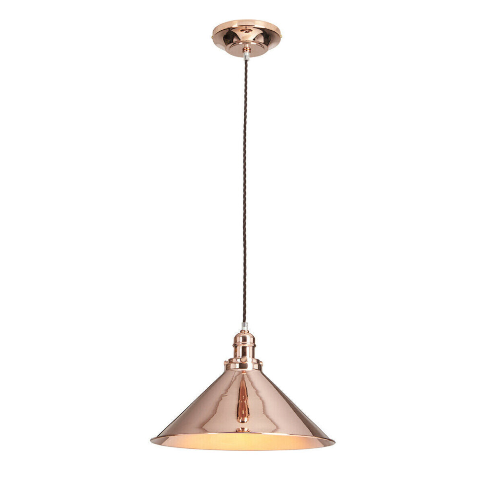 Loops 1 Bulb Ceiling Pendant Fitting Polished Copper Led E27 100W Bulb Light