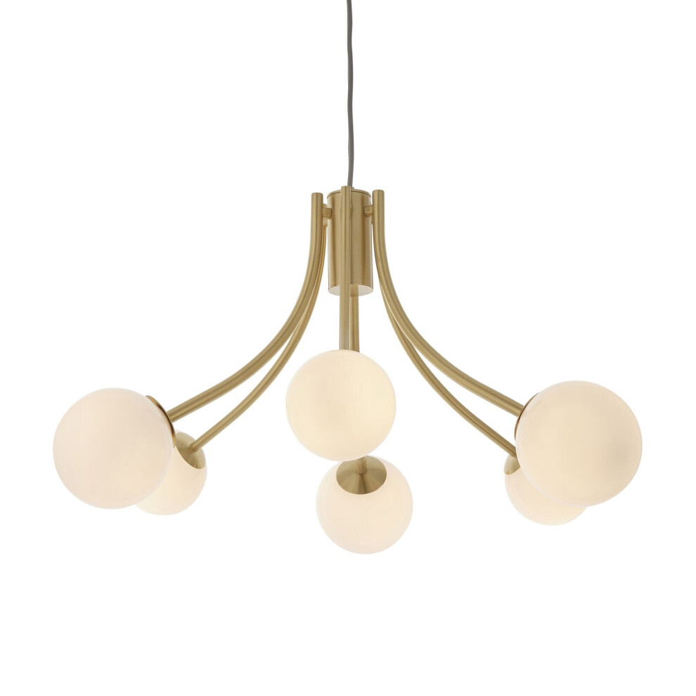 Loops Ceiling Pendant Satin Brass Plate & Opal Glass 6 X 3W Led G9 Light