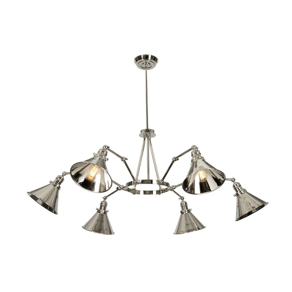 Loops 6 Bulb Chandelier Highly Polished Nickel Led E27 60W Light