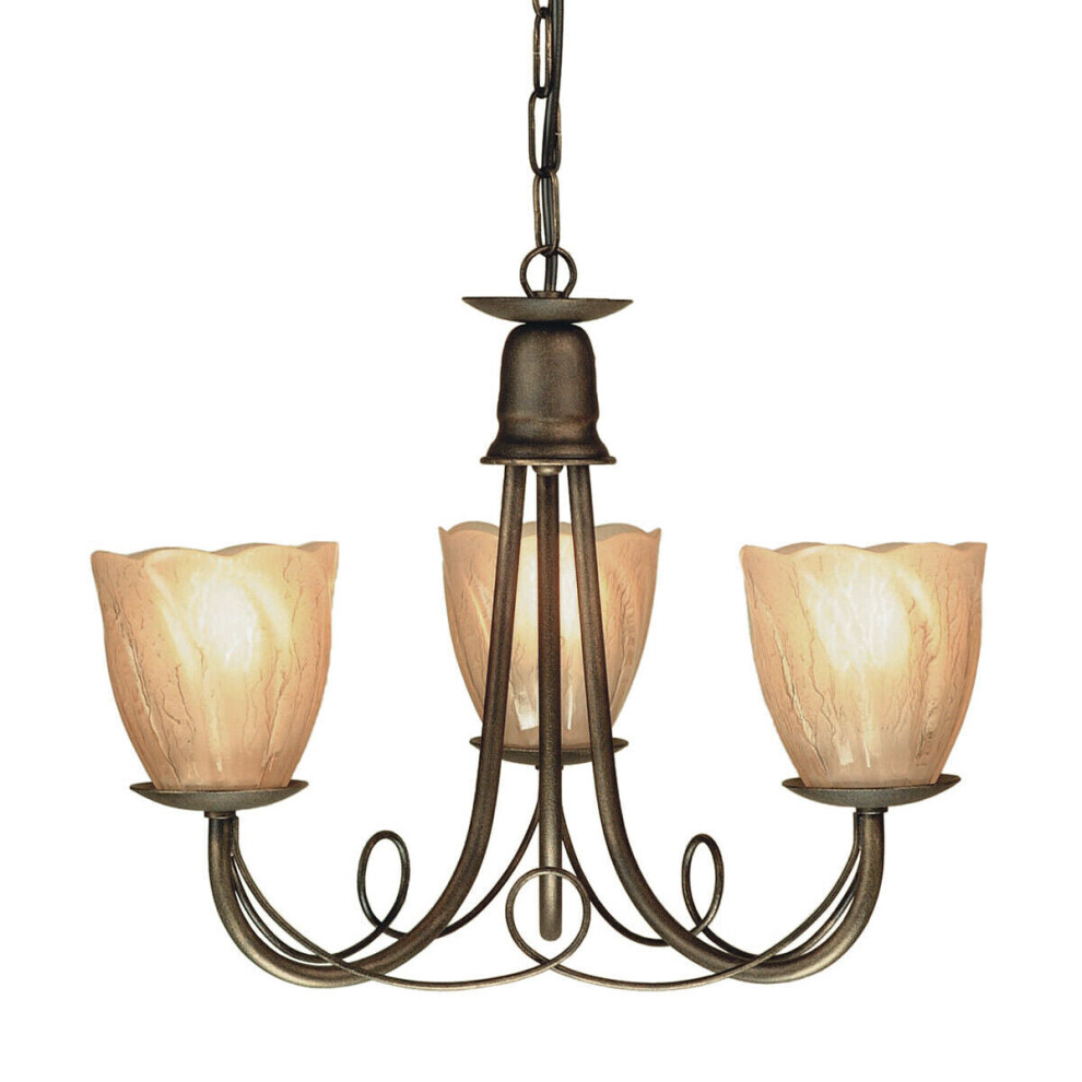 3 Bulb Chandelier Hanging Pendant LIght Black Gold LED E14 60W Bulb