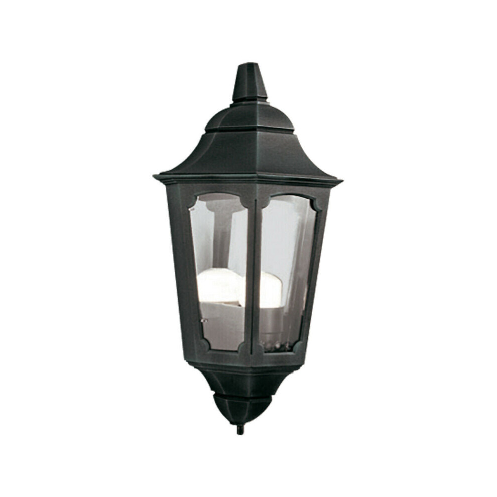 IP43 1 Bulb Half Lantern Wall Light Black LED E27 100W