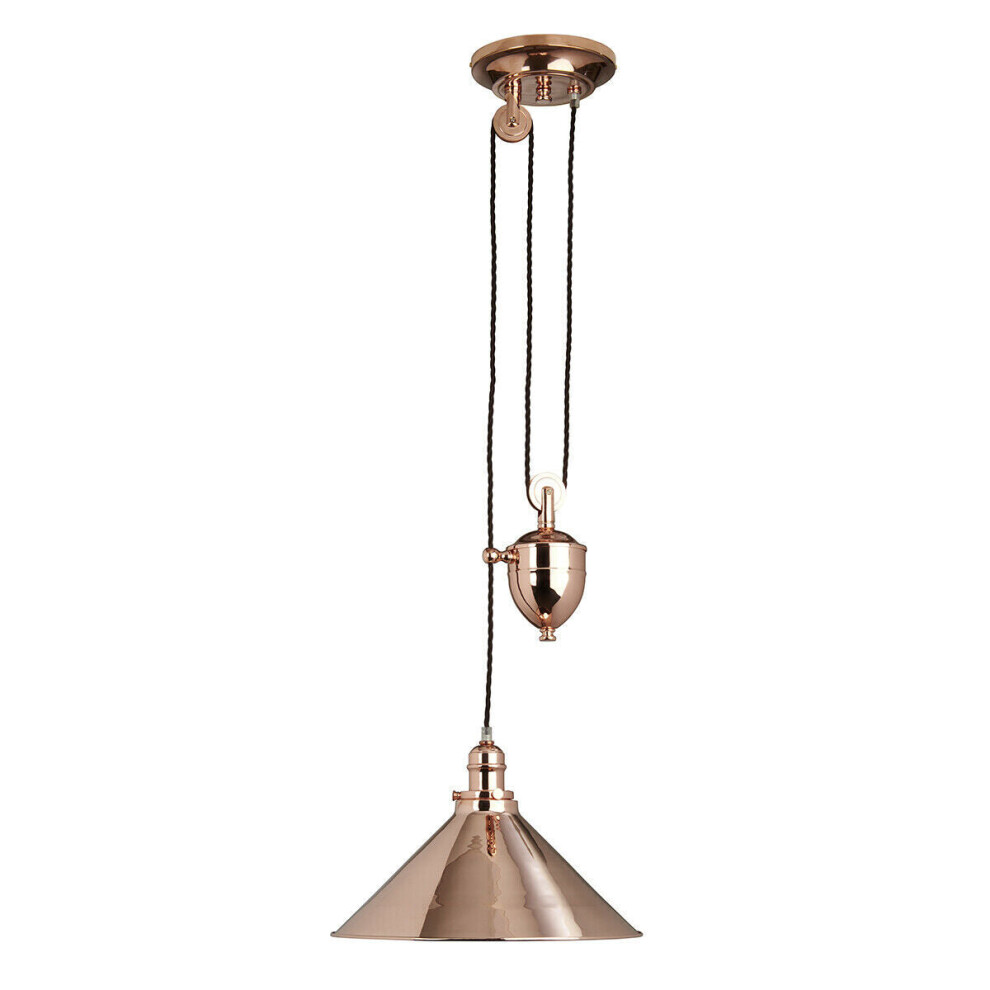 Loops 1 Bulb Ceiling Pendant Fitting Polished Copper Led E27 100W Bulb Light