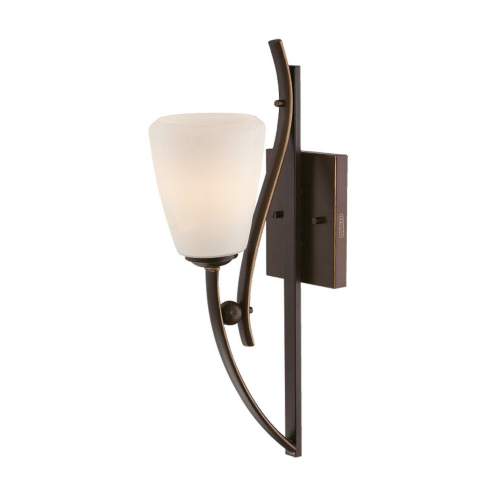 Loops Wall Light Curved Metal Opal Etched Glass Shade Palladian Bronze Led E27 60W