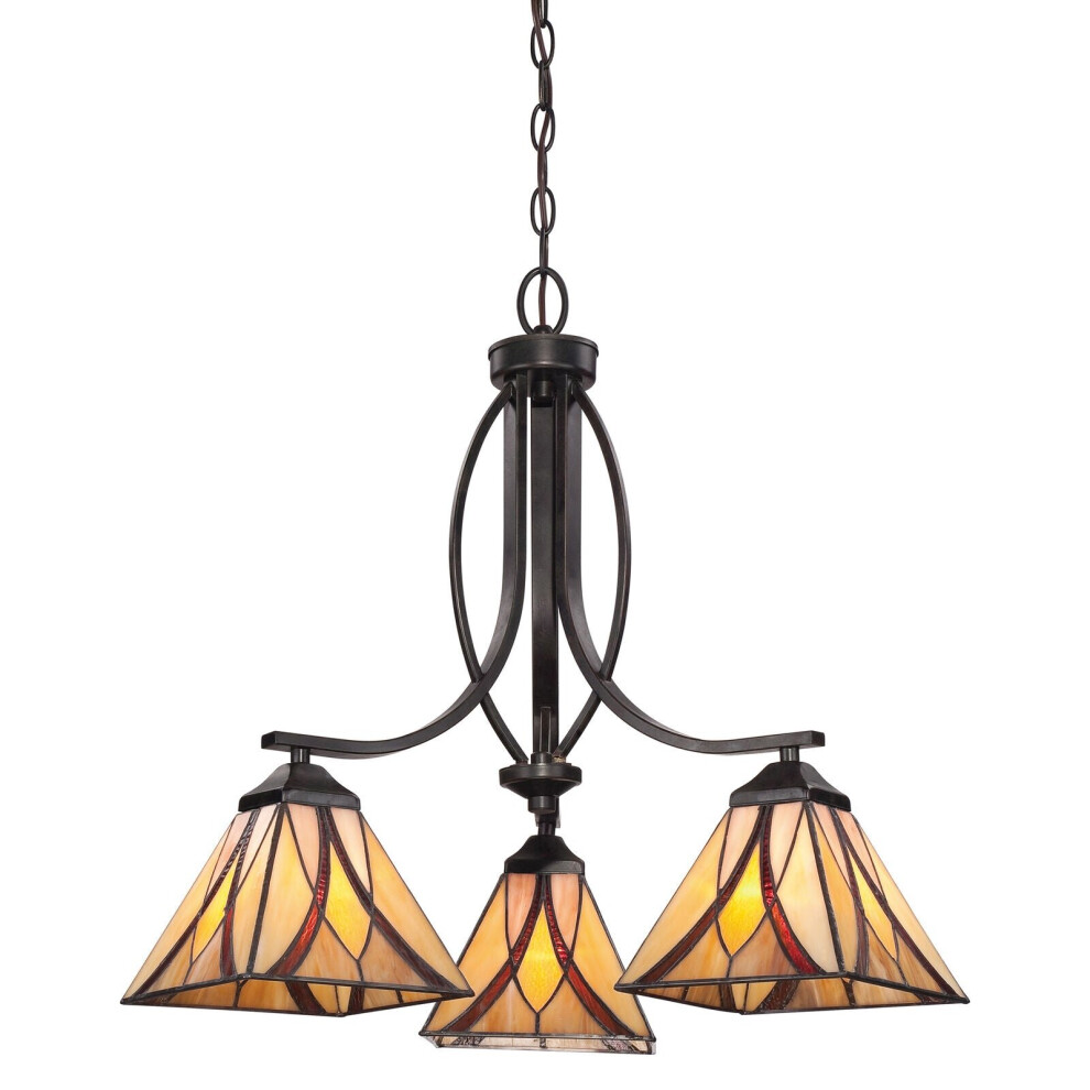 Loops 3 Bulb Chandelier Hanging Pendant Valiant Led E27 60W Bulb Light/Bronze