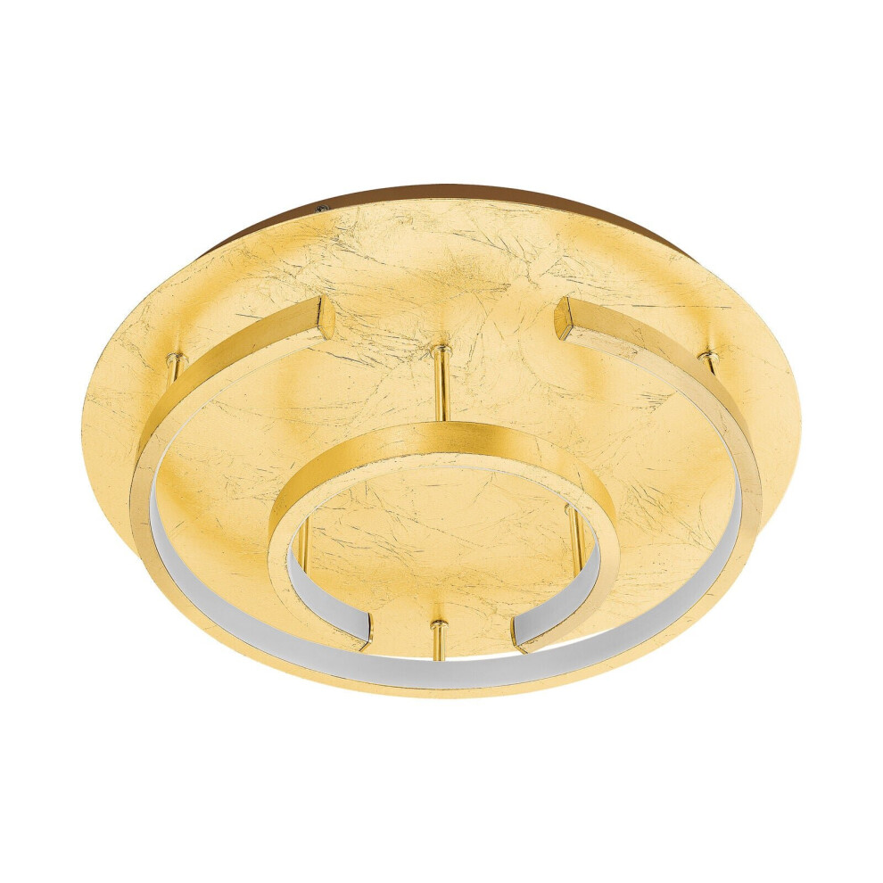 Loops Flush Ceiling Light Colour Gold Coloured Shade White Plastic Bulb Led 18W