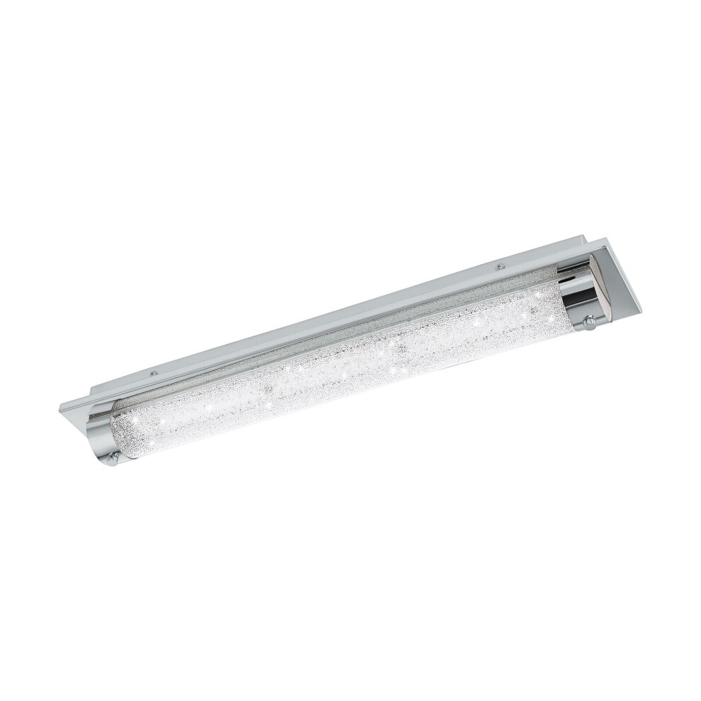 Loops Wall Flush Ceiling Light Colour Chrome Shade Clear Plastic Crystal Bulb Led 19W