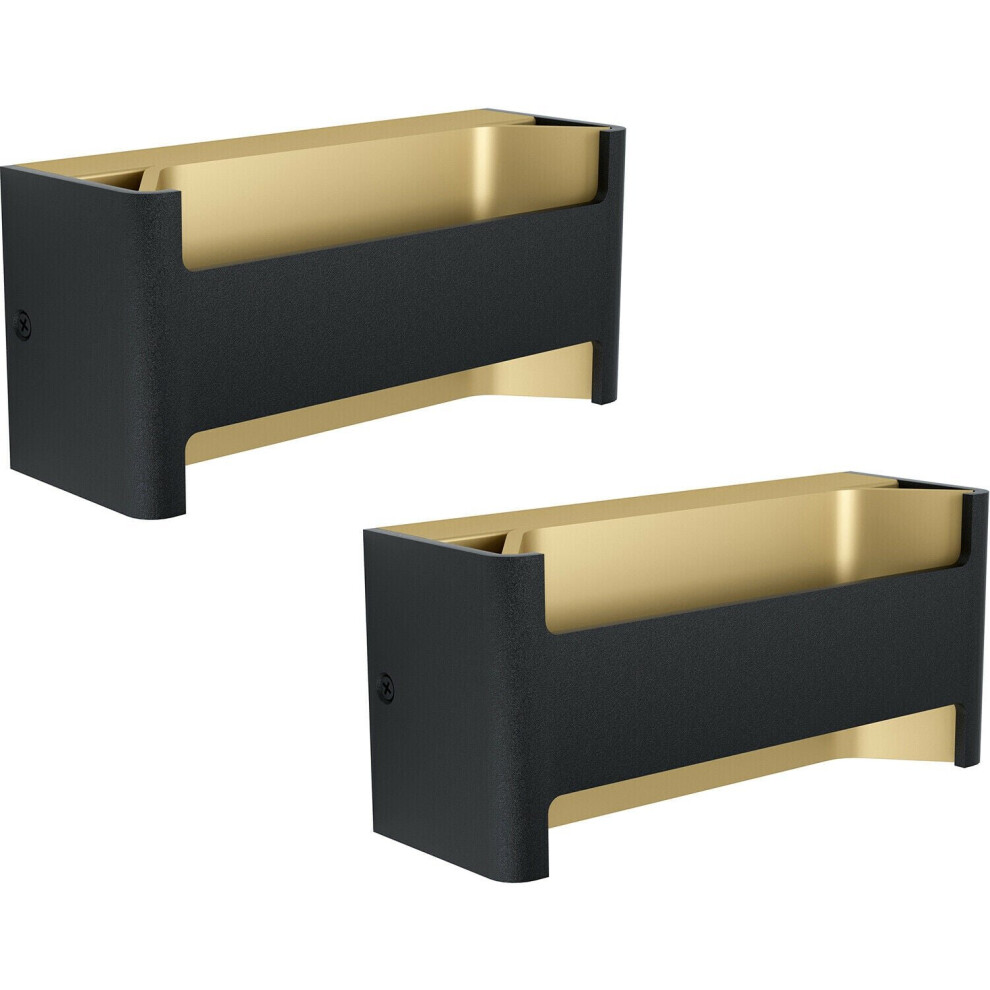 Loops 2 Pack Wall Light Colour Black Gold Shade Transparent Plastic Led 10W Included