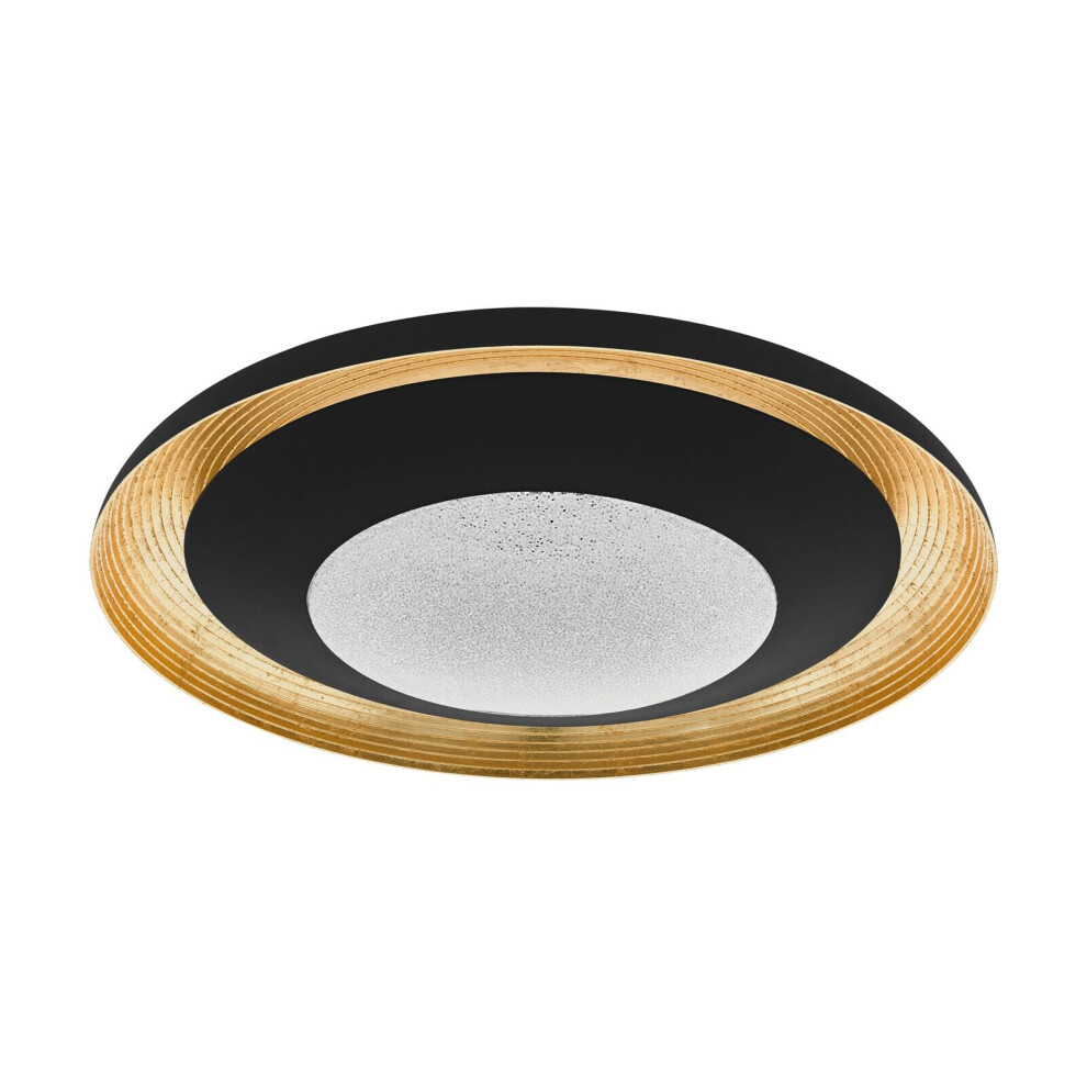 Wall Flush Ceiling Light Black Gold Transparent Plastic & Granille LED 24.5W