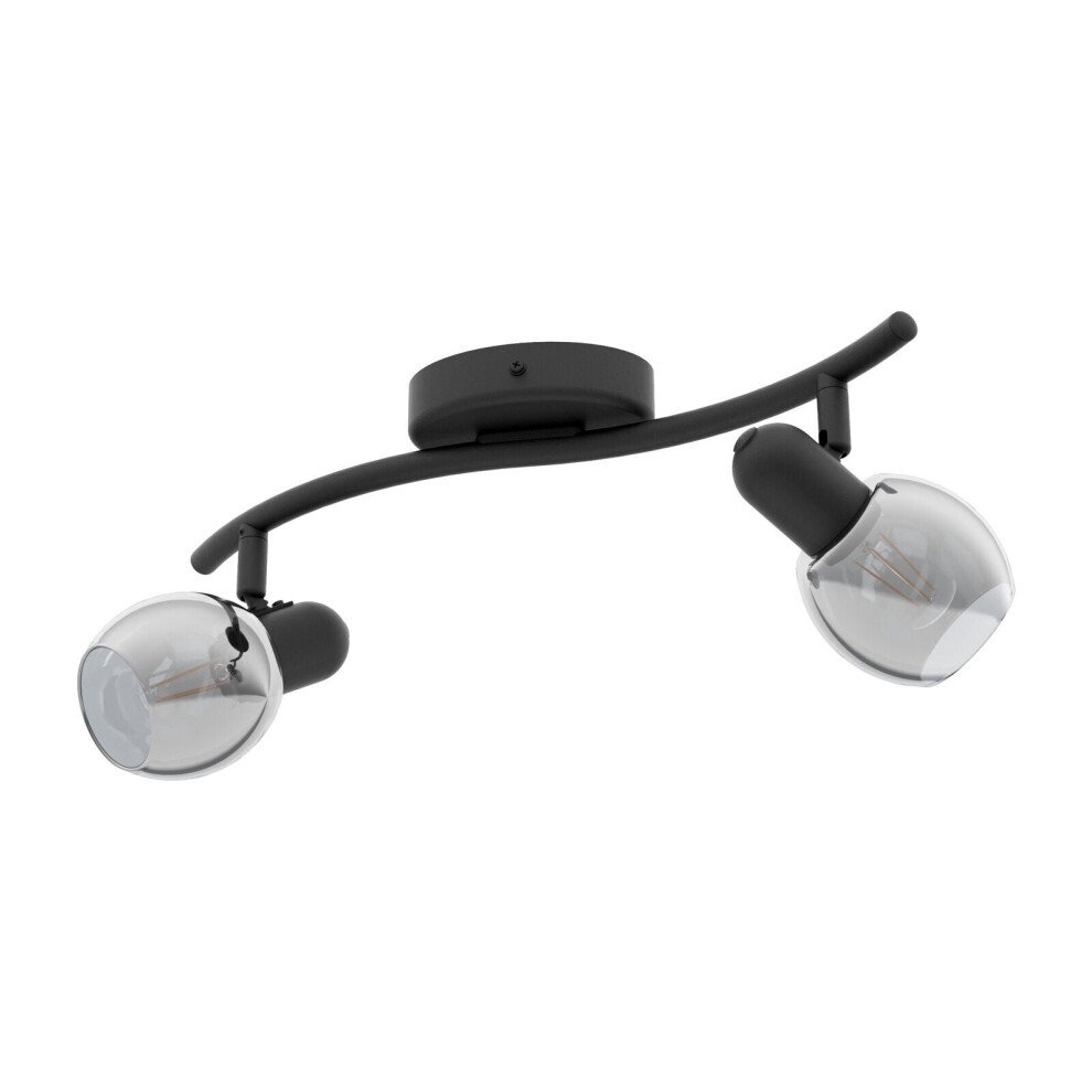 Loops Flush Ceiling Shade Transparent Glass Vaporized Bulb E14 2X28w Light/Black