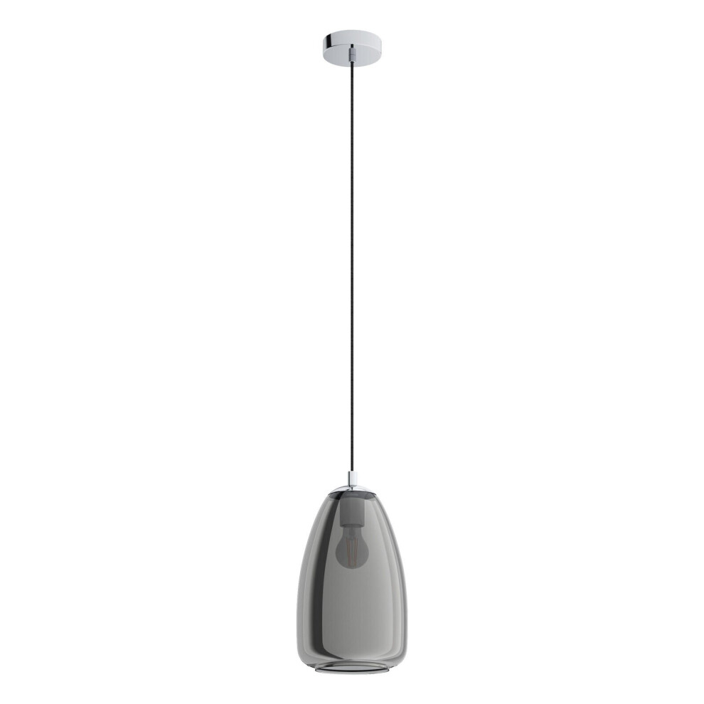 Loops Pendant Light Colour Chrome Shade Black Transparent Glass Vaporized E27 1X40w