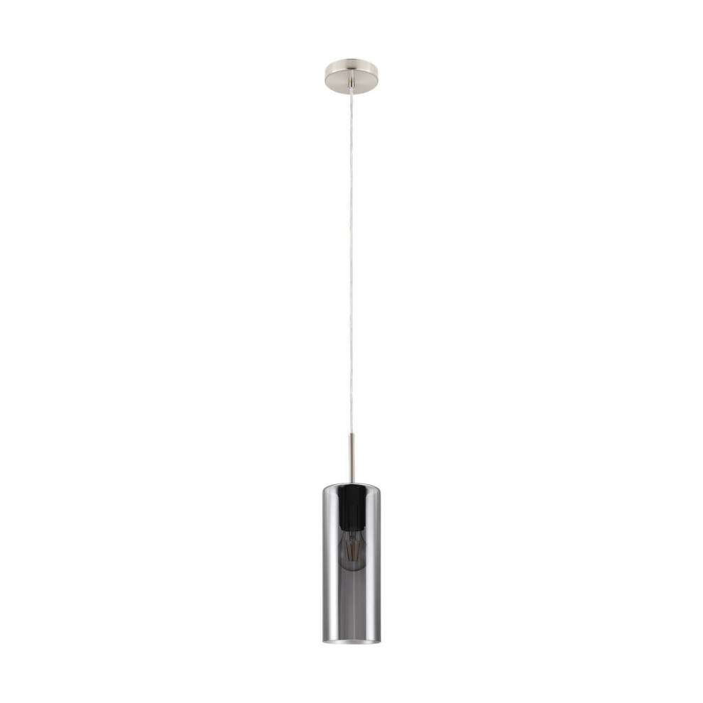 Pendant Light Satin Nickel Shade Black Transparent Glass Vaporized E27 1x15W