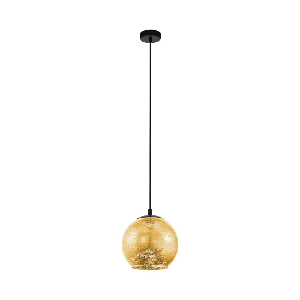 Pendant Ceiling Light Colour Black Shade Gold Color Glass Bulb E27 1x40W-image-OPC-P8WJWWQ-NEW