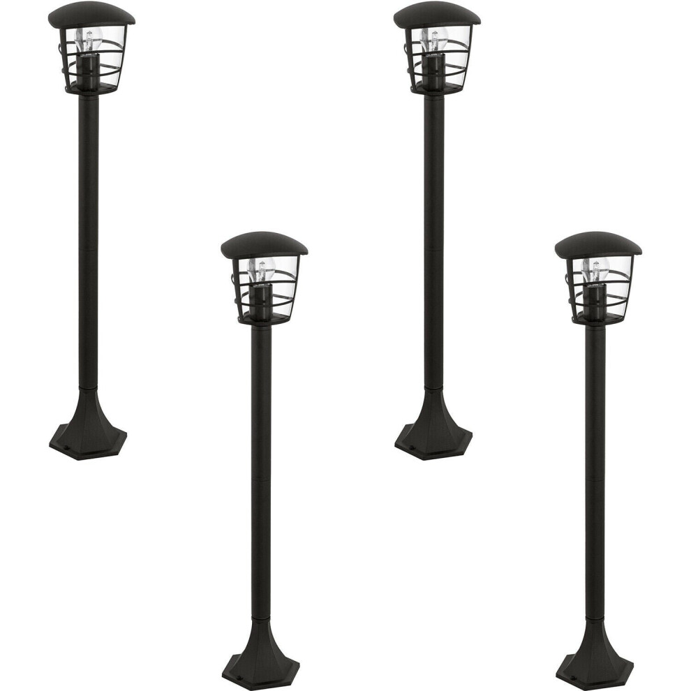 Loops 4 Pack Ip44 Outdoor Bollard Lantern 1X 60W E27 Bulb Lamp Post Light/Black