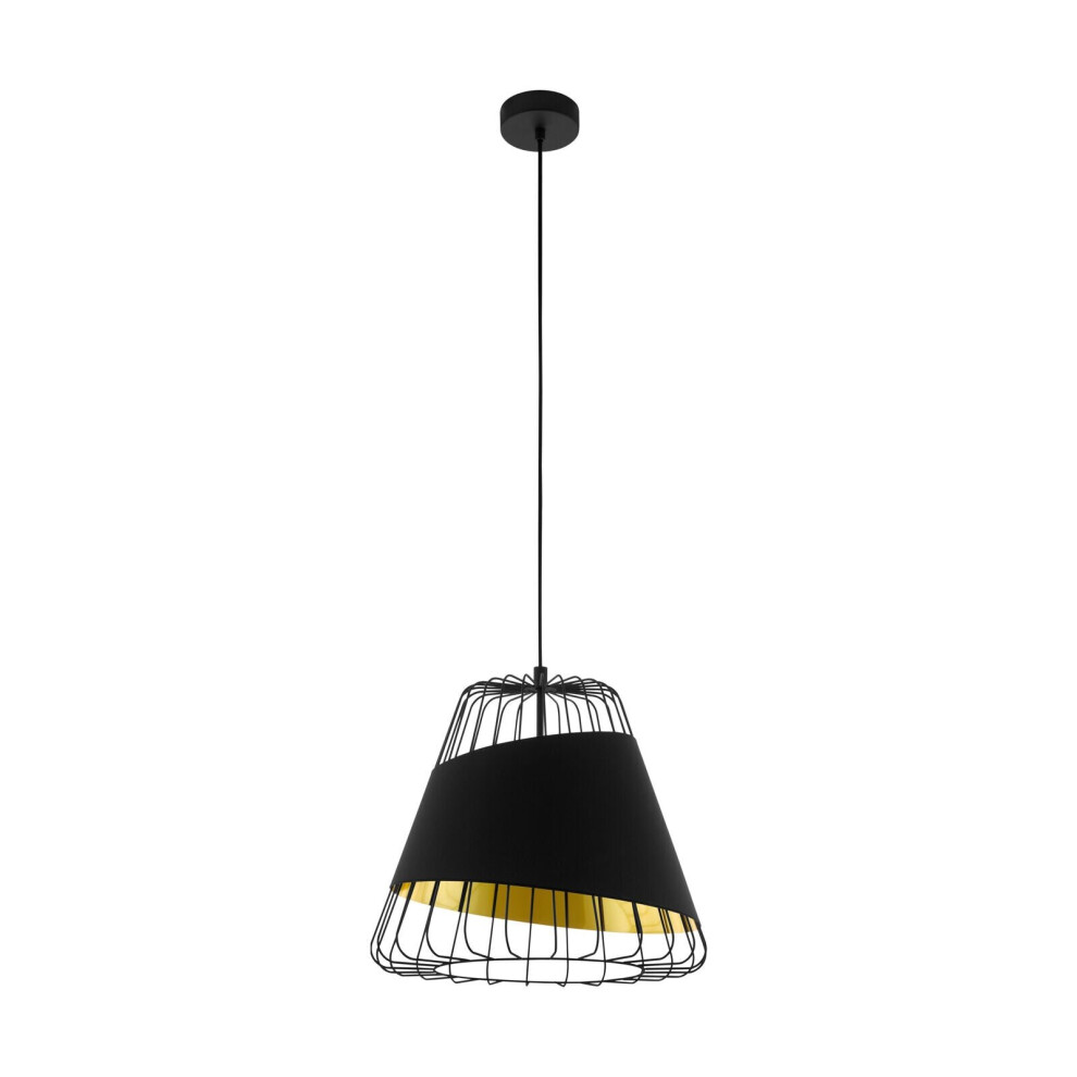 Loops Hanging Ceiling Pendant Light Black & Gold 1 X 60W E27 Hallway Feature Lamp