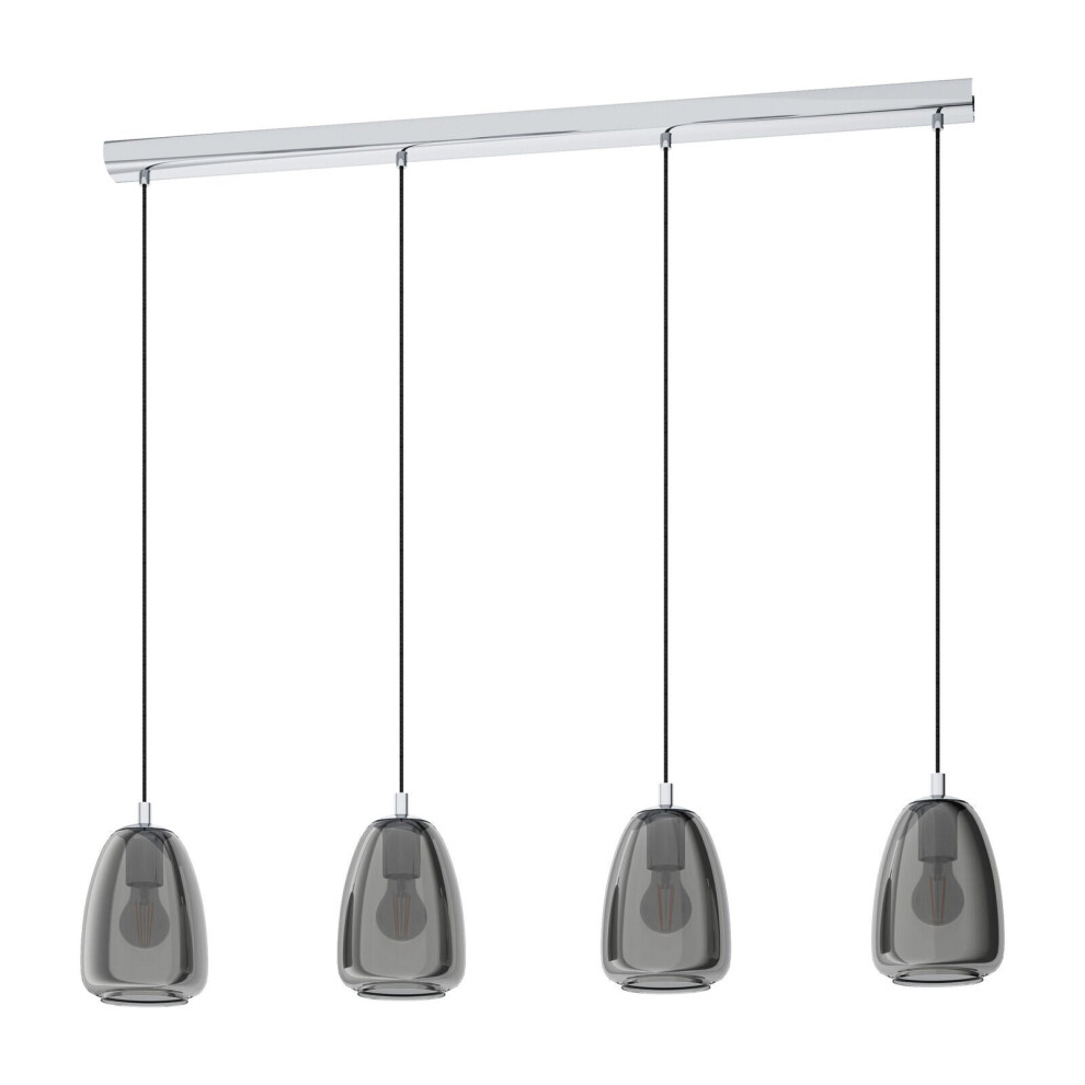 Loops Pendant Light Colour Chrome Shade Black Transparent Glass Vaporized E27 4X40w
