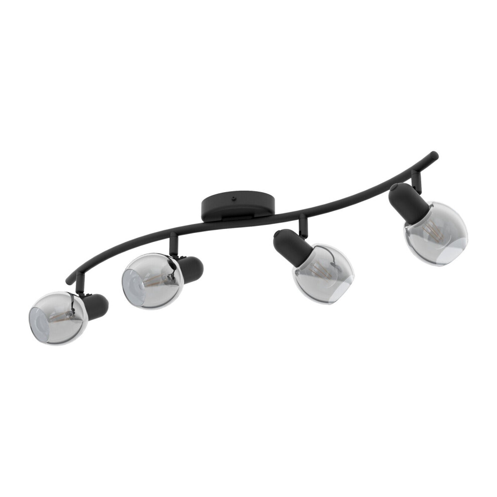 Loops Flush Ceiling Shade Transparent Glass Vaporized Bulb E14 4X28w Light/Black