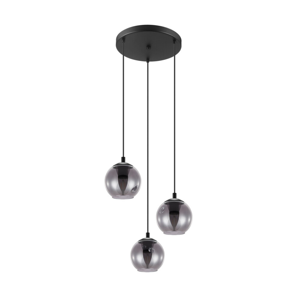 Loops Pendant Light Colour Black Shade Black Transparent Glass Vaporized E27 3X40w