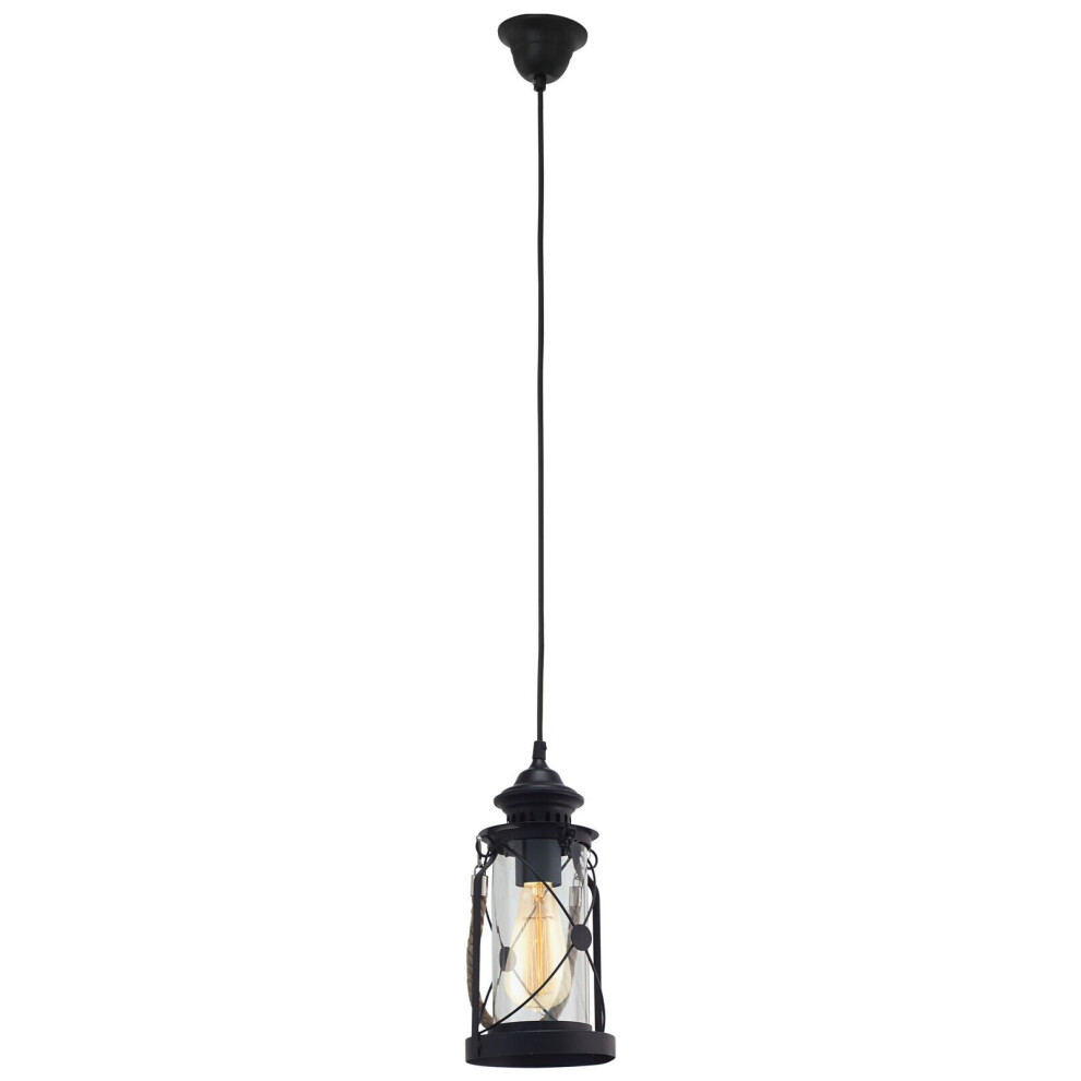 Loops Unisex Black Hanging Ceiling Pendant Light Lantern X 60W E27 Hallway Feature Lamp Size 1 - Image 2