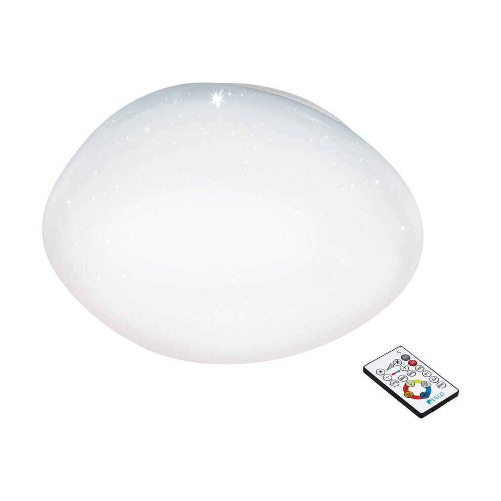 Loops Wall Flush Ceiling Light White Shade White Plastic With Crystal Effect Led 34W