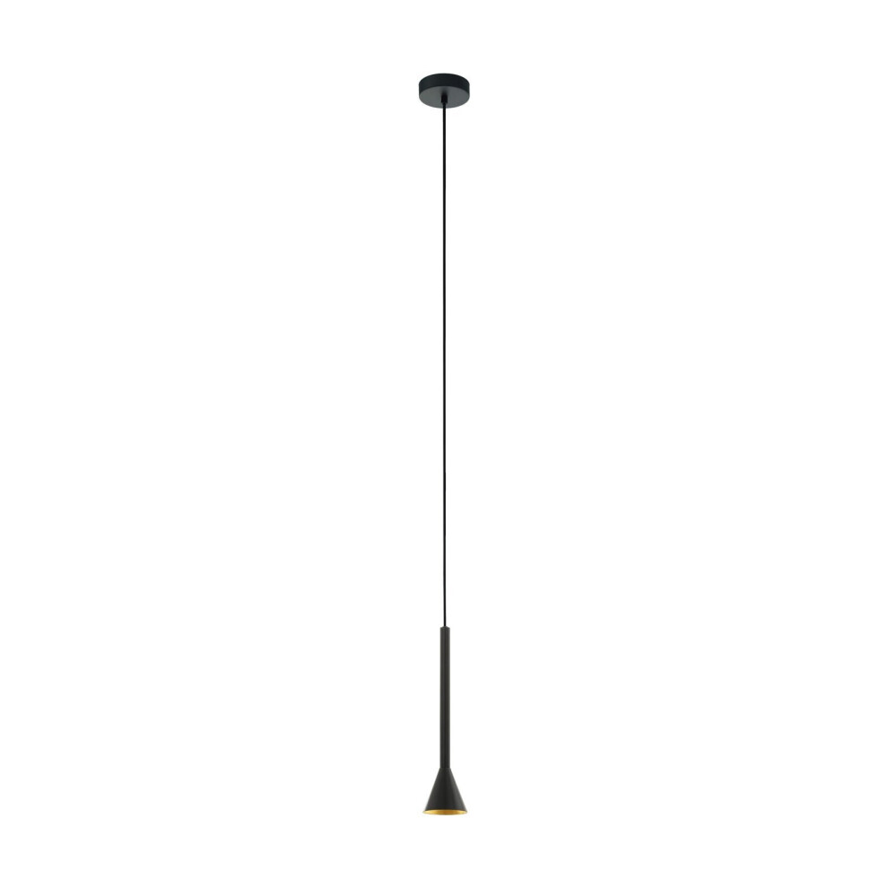 Pendant Ceiling Light Colour Black Outer & Gold Inner Shade Bulb GU10 1x5W Inc