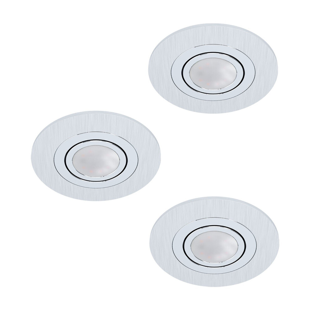 Loops 3 Pack Flush Ceiling Downlight Brushed Aluminium Round 3 X 5W Gu10 Bulb