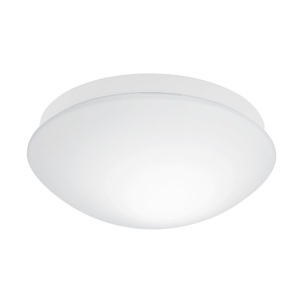 Loops Flush Ceiling Light Ip44 Bathroom Colour White Shade White Glass Bulb E27 1X20w