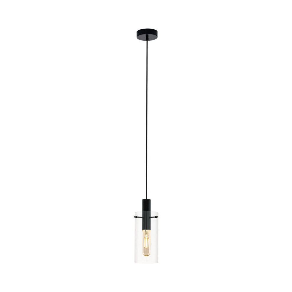 Loops Pendant Ceiling Colour Shade Clear Glass Minimalist Bulb E27 1X60w Light/Black