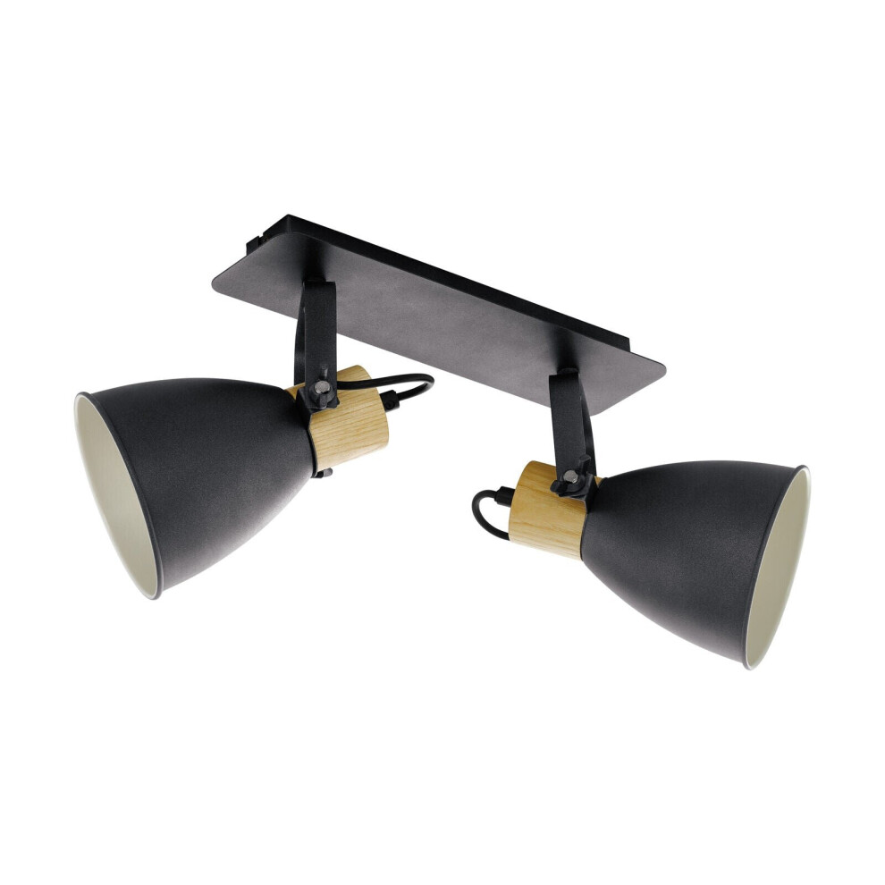 Loops Flush Ceiling Colour White Brown Shade Bulb E27 2X40w Light/Anthracite/Cream