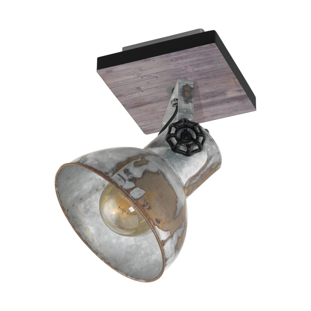 Loops Wall / Adjustable Spot Wood & Antique Steel 1 X 40W E27 Bulb Light
