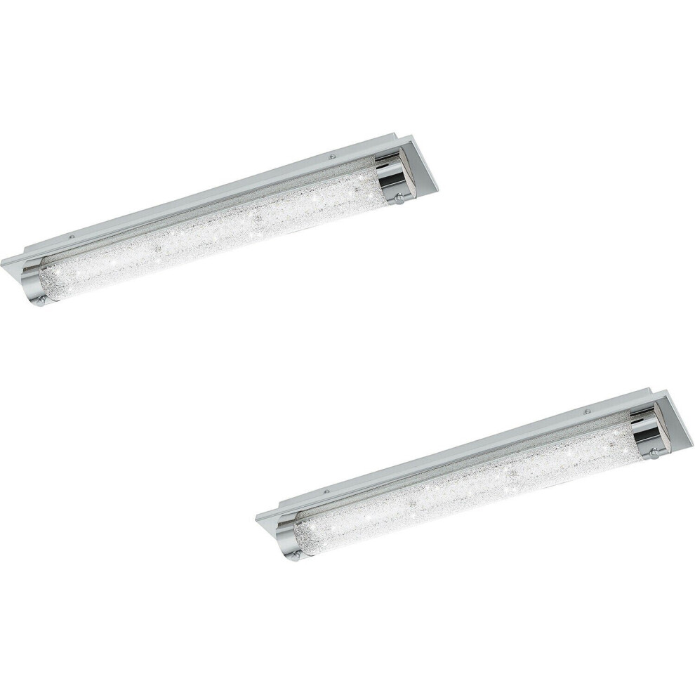 Loops 2 Pack Wall Flush Ceiling Light Colour Chrome Shade Clear Plastic Crystal Led