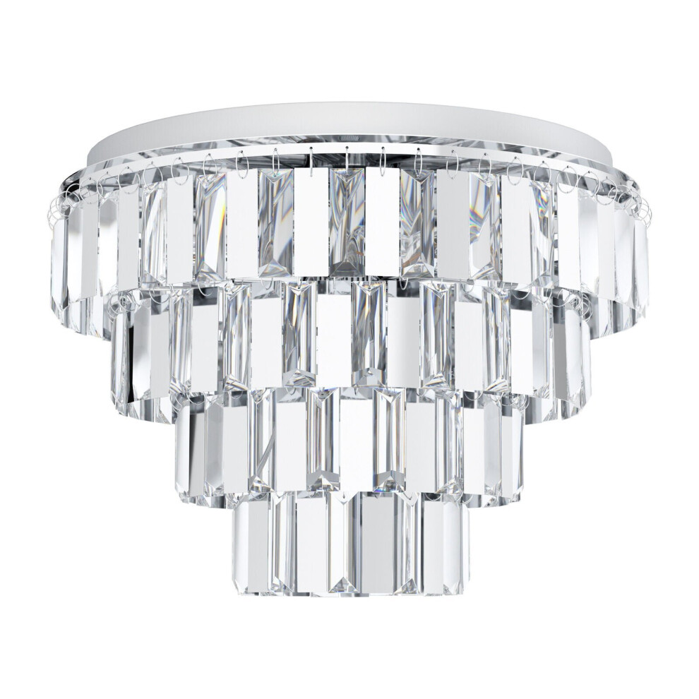 Flush Ceiling Light Colour Chrome Shade Tiered Clear Crystals Bulb E14 7x40W