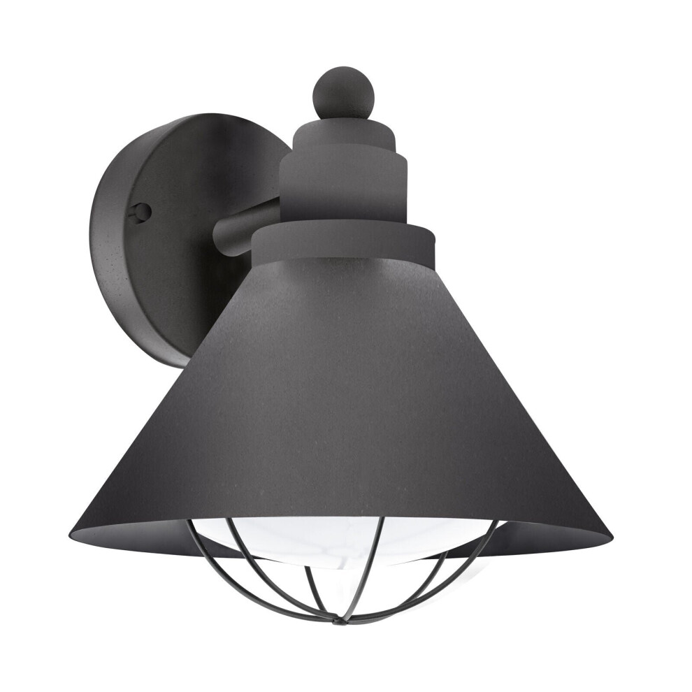 IP44 Outdoor Wall Light Black Cage Fisherman Shade 1 x 40W E27 Bulb Porch Lamp
