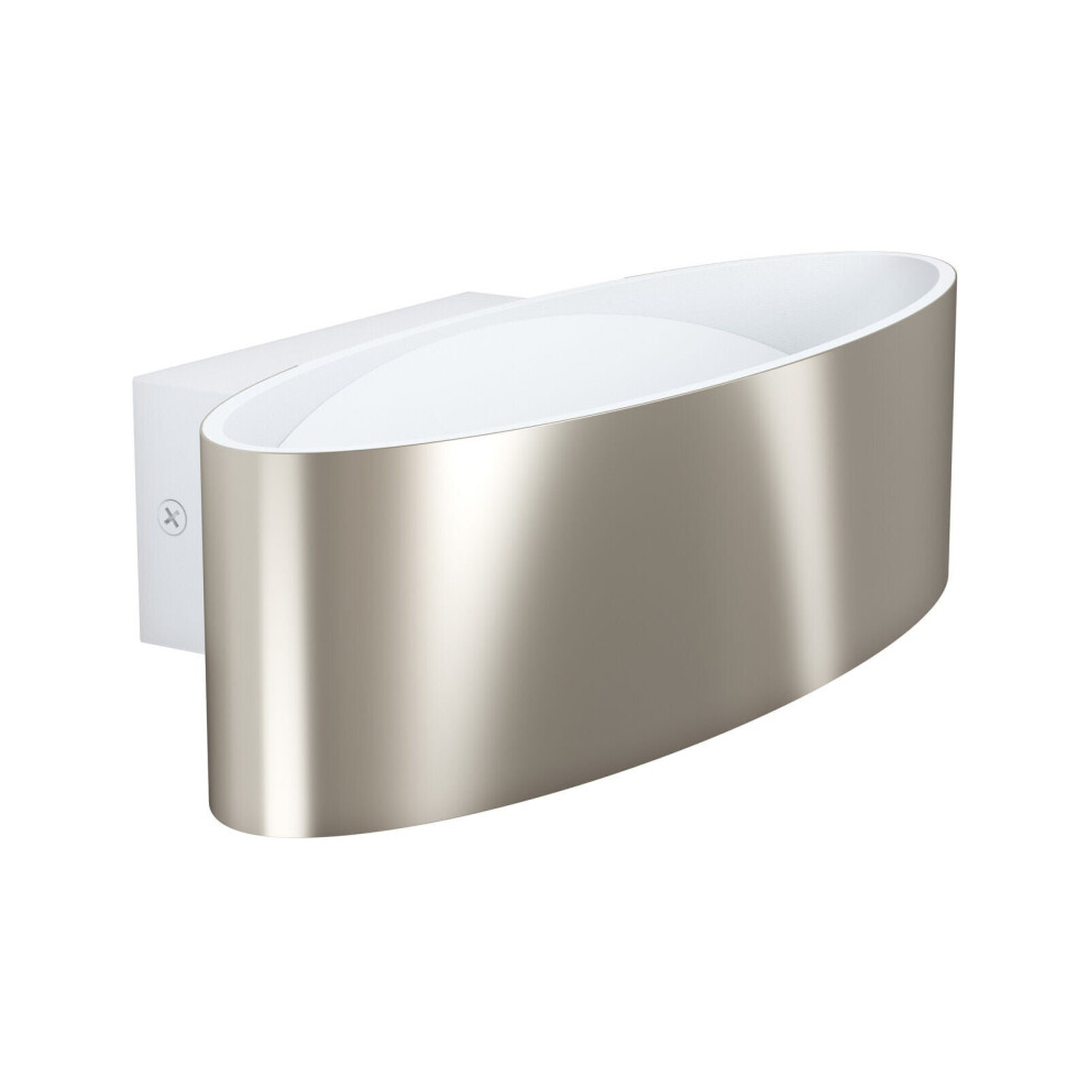 Loops Wall Light Colour White Satin Nickel Shade Transparent Plastic Bulb Led 10W