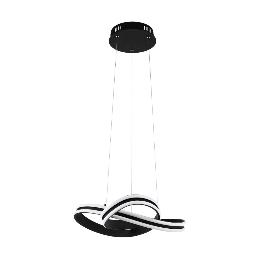 Pendant Light Colour Black Shade White Plastic Bulb LED 2x18W Included