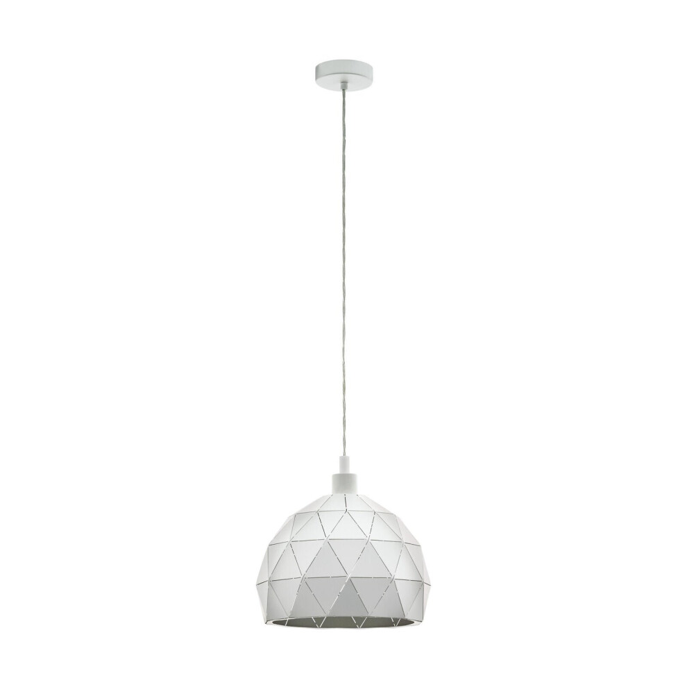 Loops Pendant Ceiling Steel Round Faceted Shade Flex Bulb E27 1X60w Light/White