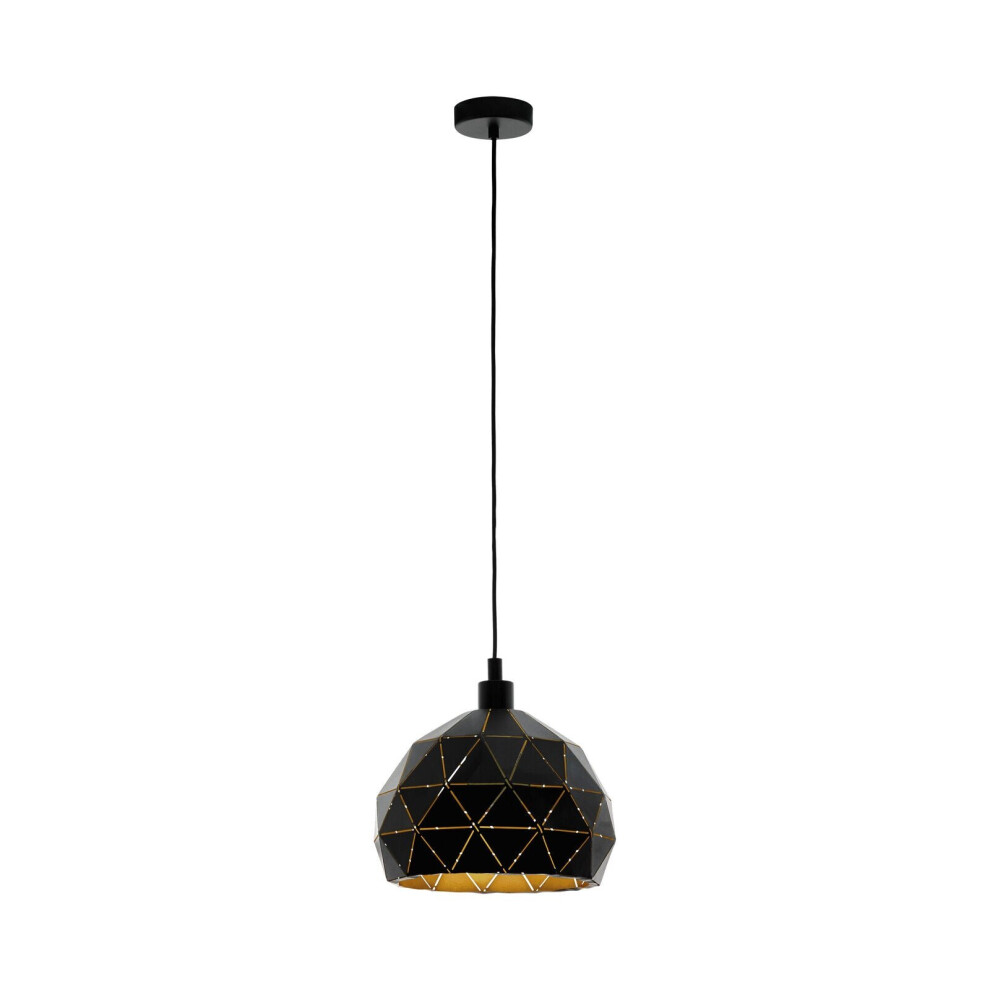 Loops Pendant Ceiling Colour Faceted Outer Inner Shade Bulb E27 1X60w Light/Black/Gold