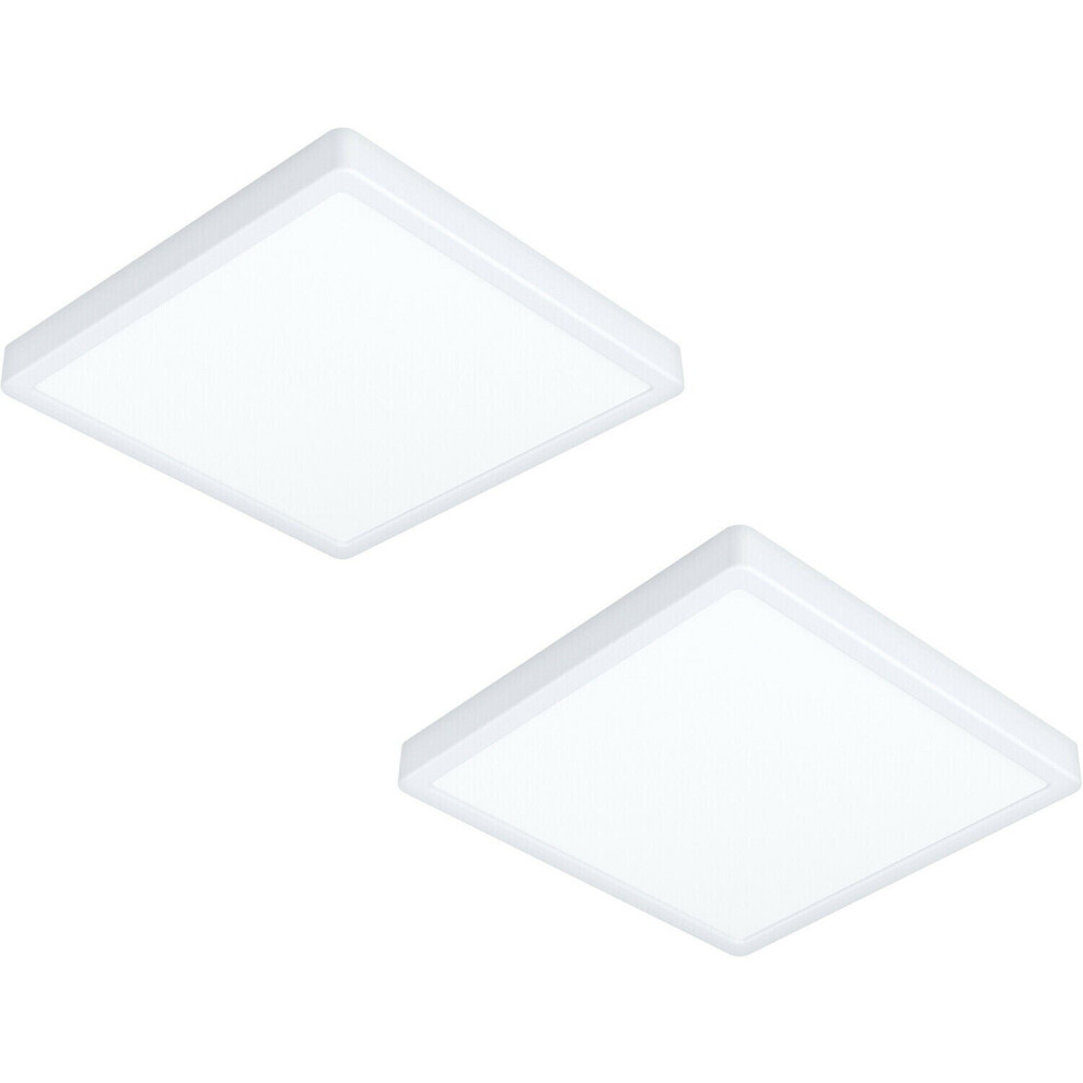 2 PACK Wall Flush Ceiling Light White Shade Square White Plastic LED 20W Incl