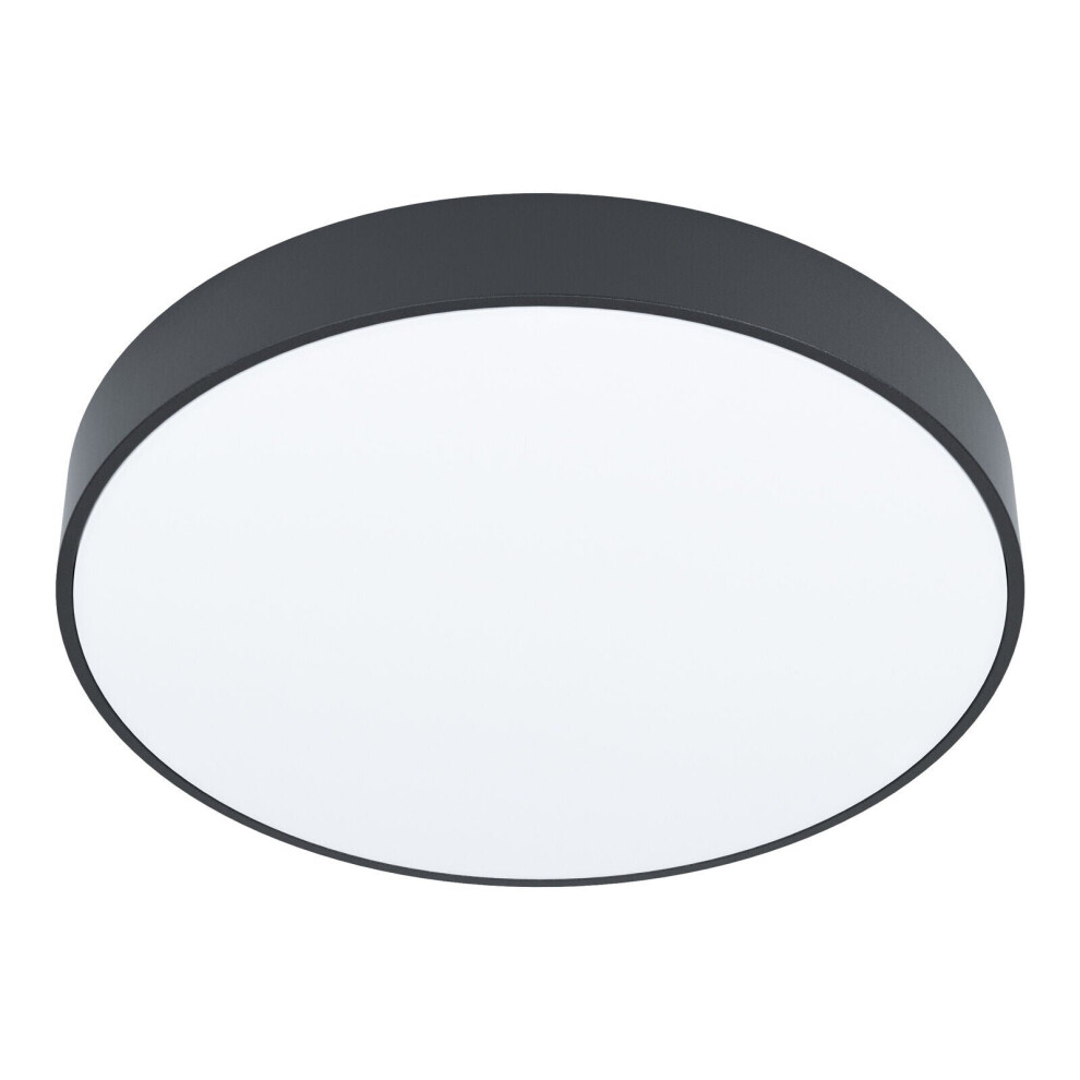Flush Ceiling Light Colour Black Shade White Plastic Bulb LED 18W Included