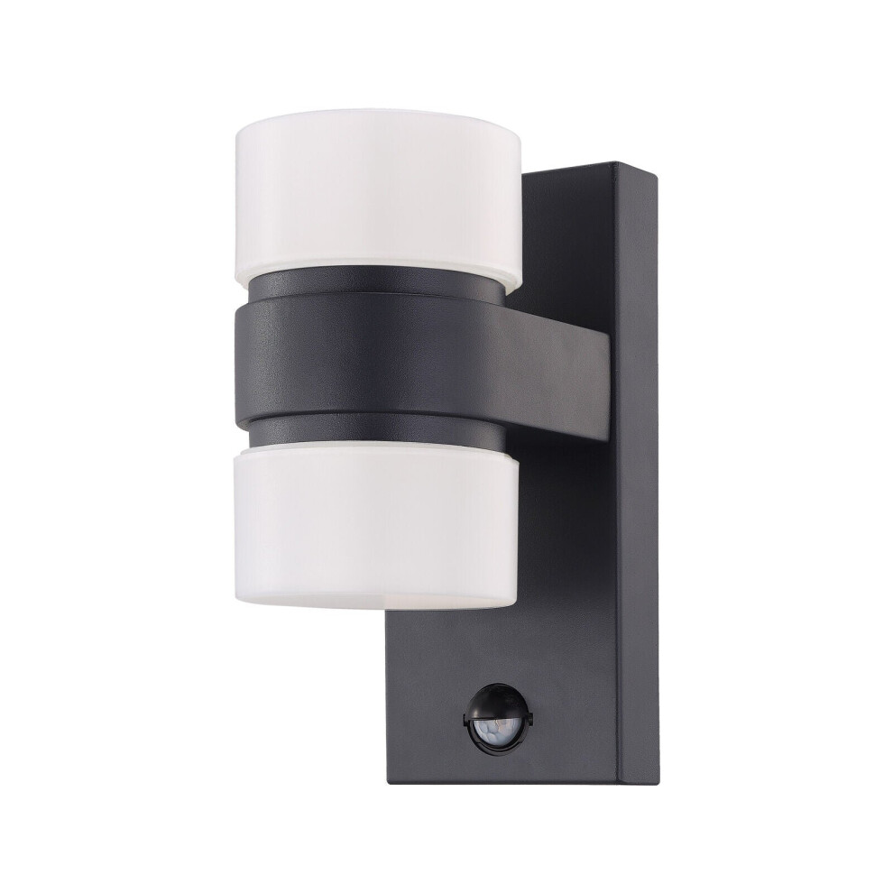 IP44 Outdoor Wall Light & PIR Sensor Anthracite Aluminium 6W Built in LED