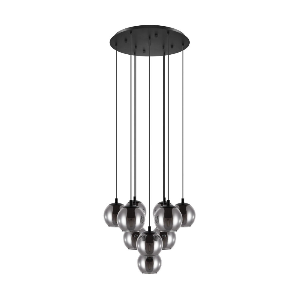 Loops Pendant Light Colour Black Shade Black Transparent Glass Vaporized E27 10X40w