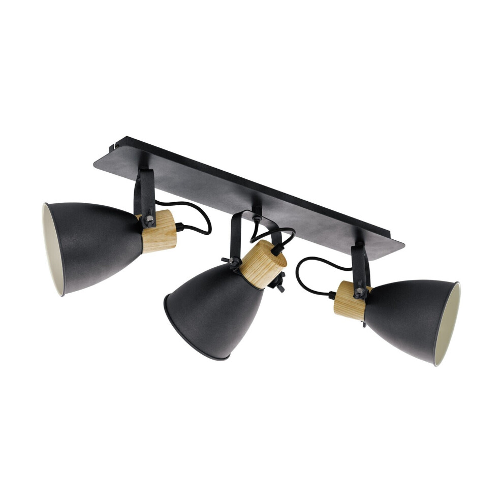 Loops Flush Ceiling Colour White Brown Shade Bulb E27 3X40w Light/Anthracite/Cream