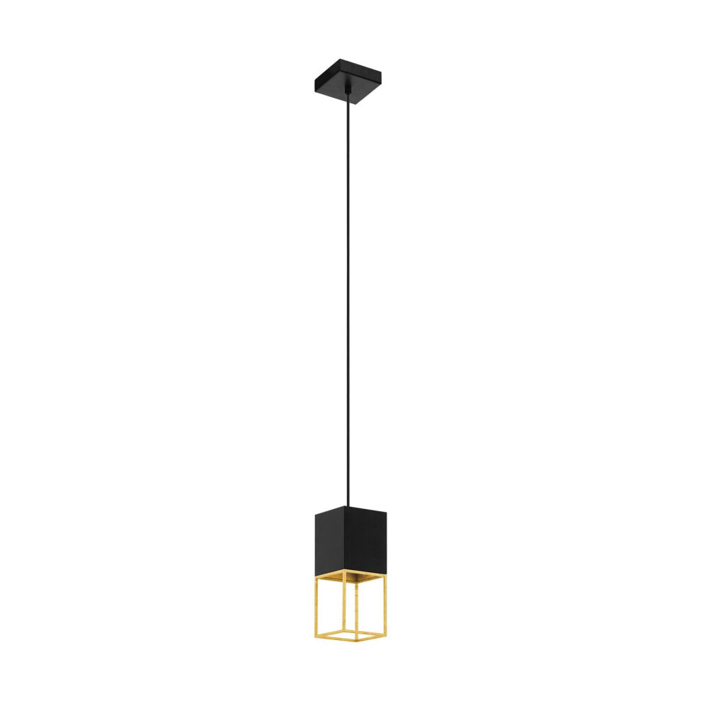 Pendant Ceiling Light Colour Black Gold Square Shade Bulb GU10 1x5W Included