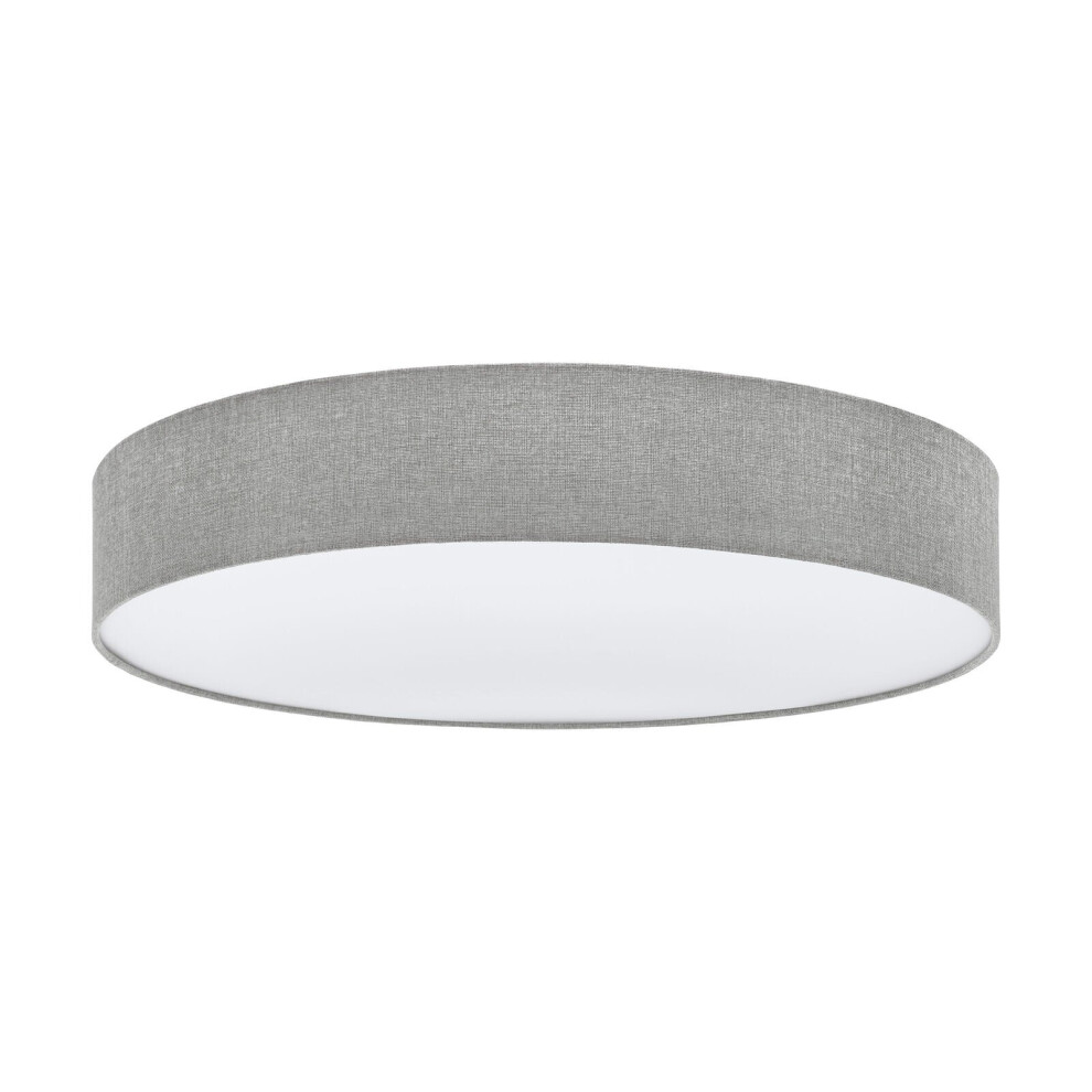 Flush Ceiling Light Colour White Shade Grey White Fabric Linen Bulb E27 5x25W