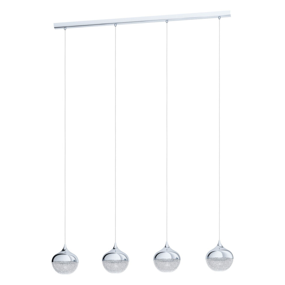 Loops Pendant Colour Chrome Shade Granille Clear Plastic Bulb E14 4X25w Light/White