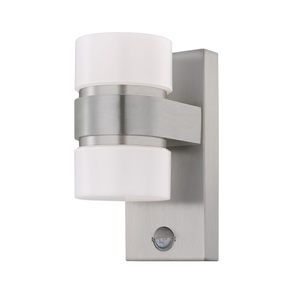 Loops Ip44 Outdoor Wall Light & Pir Sensor Stainless Steel & Silver 6W Built In Led
