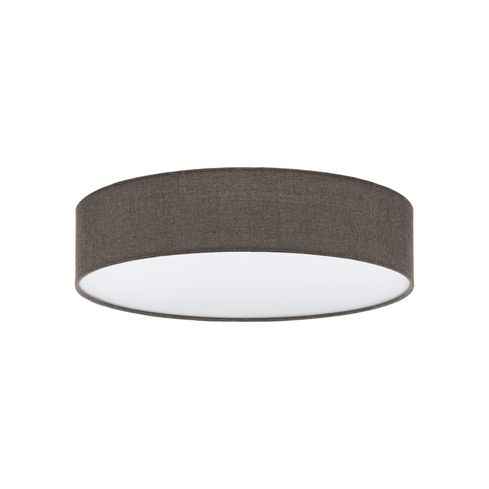 Flush Ceiling Light Colour White Shade Brown White Fabric Linen Bulb E27 3x60W