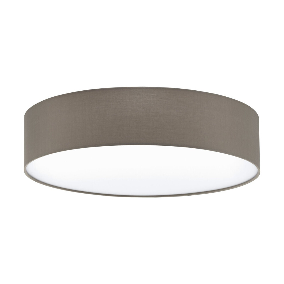 Loops Flush Ceiling Colour Shade Taupe Fabric Bulb E27 3X60w Light/White