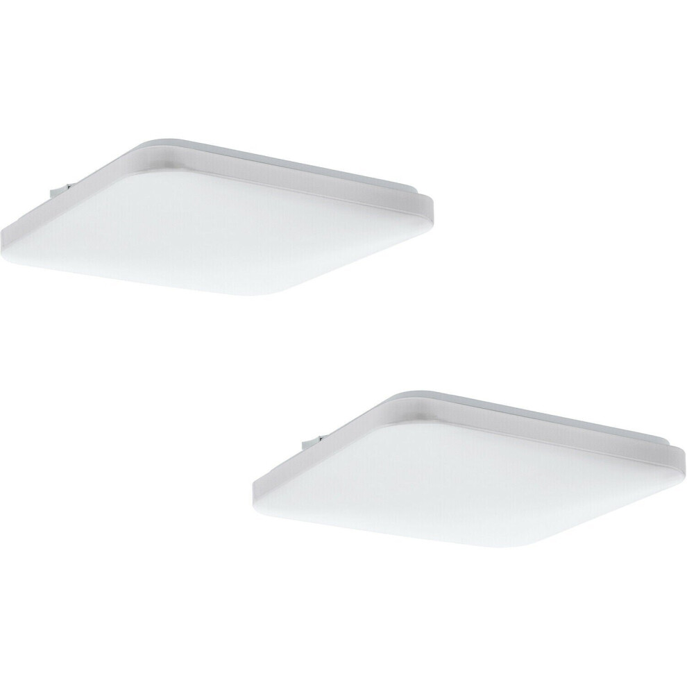 Loops 2 Pack Wall Flush Ceiling Light Colour White Shade Square White Plastic Led